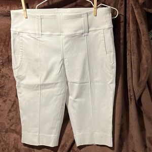 Jofit Women's White Capri Athletic Pants with Belt Loops